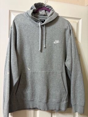 Nike Gray Pullover Hoodie with White Swoosh